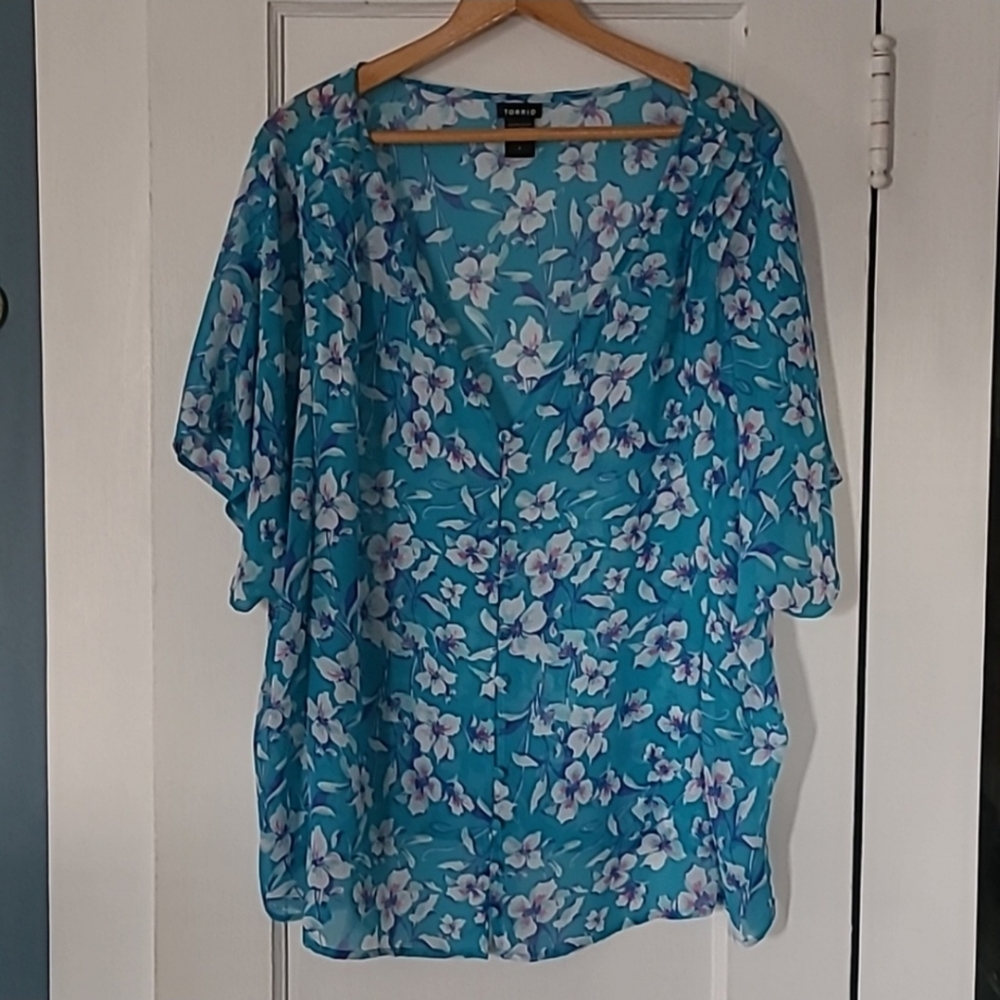 Torrid Sheer Floral Blouse